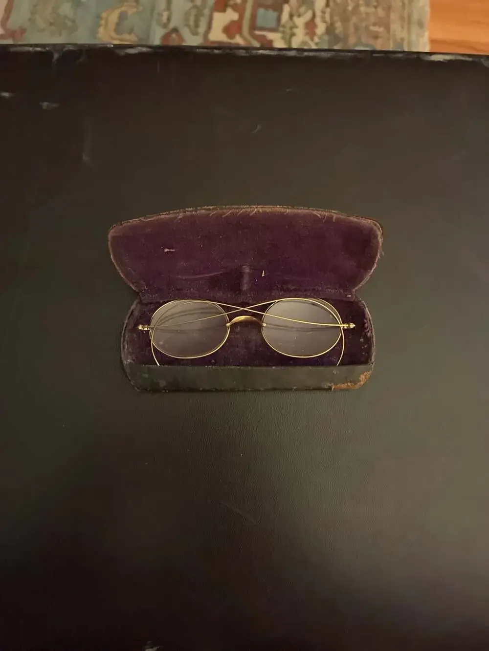 Antique Late 1800s Wire Rim Spectacles Original Case inscribed Dr. J. C. Mosshar